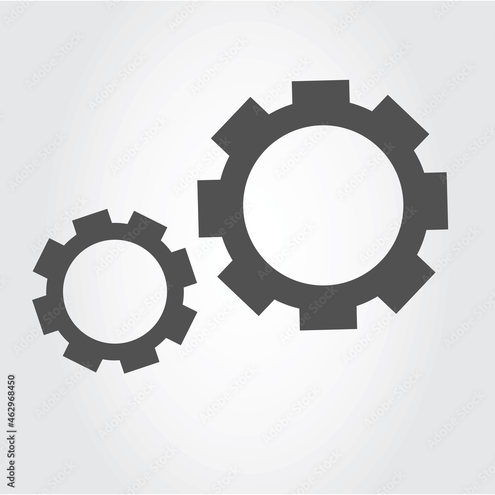 Gear icon vector isolated on gray background. Trendy gear icon in flat style. Template for app, ui, logo and web site. Vector illustration, EPS 10