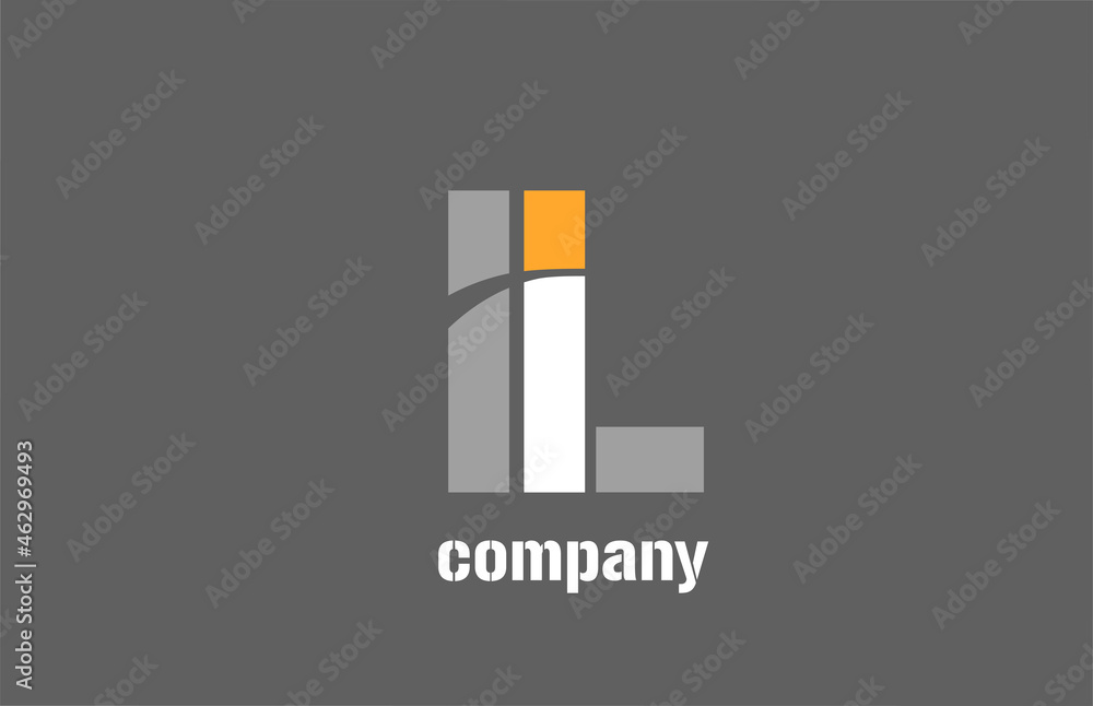 yellow and grey l alphabet logo design icon for business Stock Vector ...