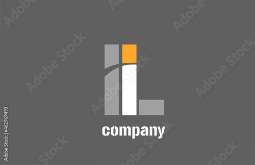 yellow and grey l alphabet logo design icon for business