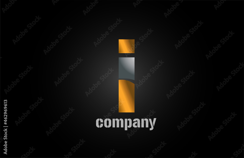 gold silver metal logo i alphabet letter design icon for company gold silver metal logo i alphabet letter design icon for company