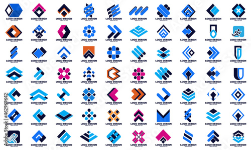 awesome geometric company corporate business Logo set best collection