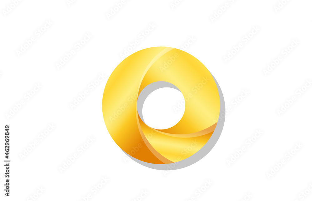 gold golden gradient logo o alphabet letter design icon for company