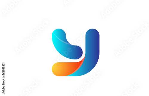 orange blue gradient logo y alphabet letter design icon for company