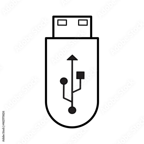 Usb icon isolated on white background. Trendy thin line usb icon in flat style. USB template for app, ui, logo and web site. Vector illustration, EPS 10