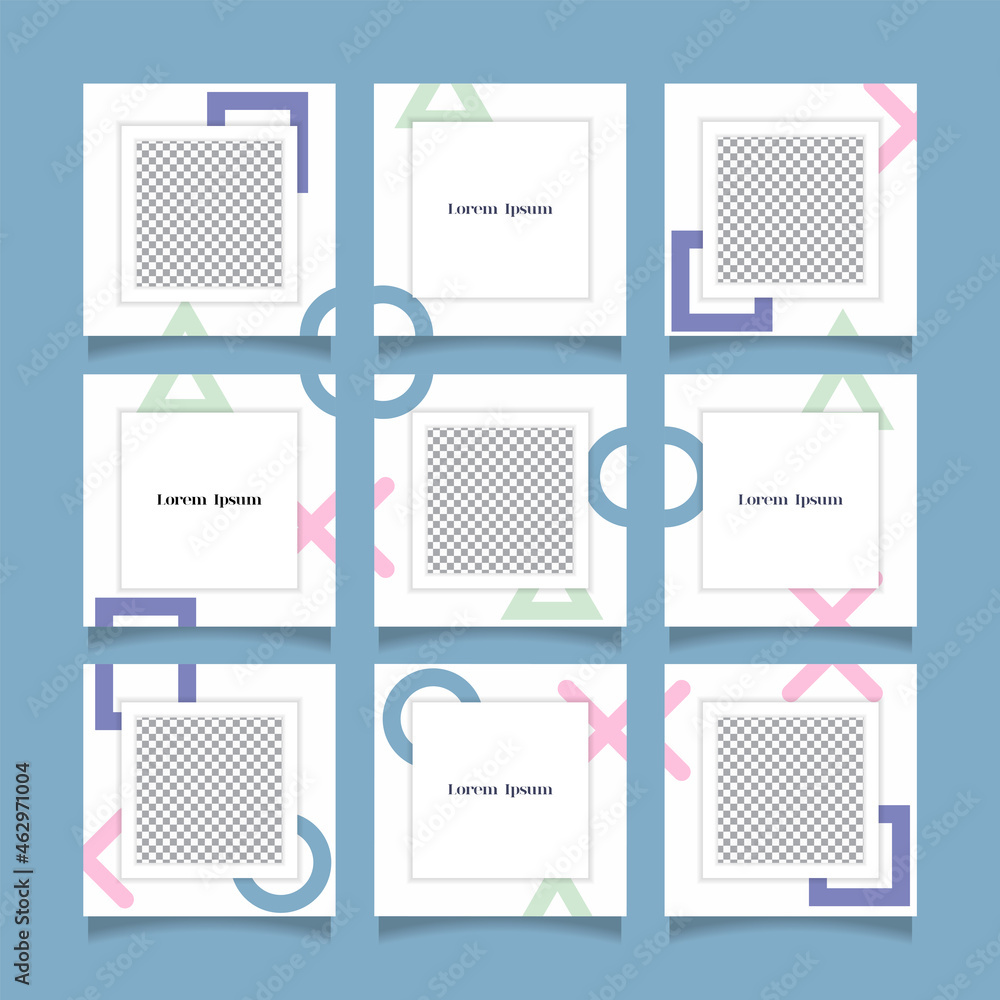 Creative social media puzzle feed with 9 templates