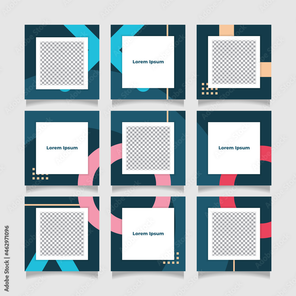 Creative instagram puzzle feed with 9 templates