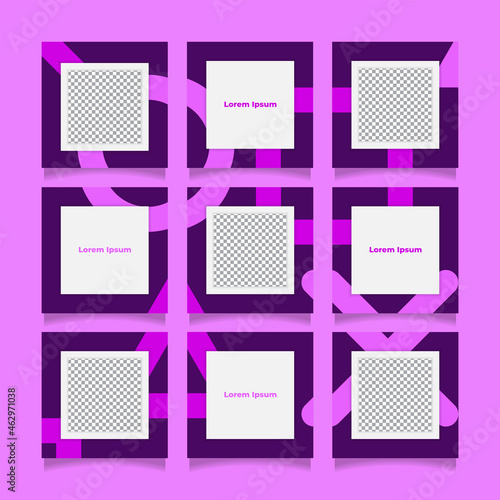 Creative instagram puzzle feed with 9 templates