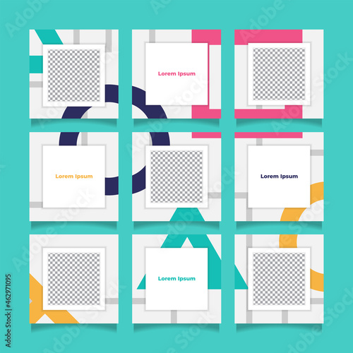 Creative instagram puzzle feed with 9 templates