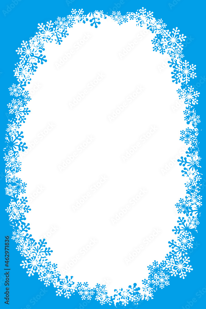Fototapeta premium Christmas snowflakes blank frame vector illustration