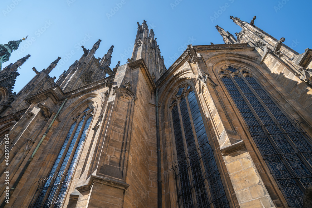 Gothic architecture of Saint Vitus Cathedral In Prague.