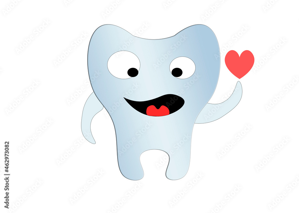 Cartoon tooth with heart art logo vector illustration symbol dental theme dentist picture nobody not real web design graphic white Cartoon tooth with heart art logo vector illustration symbol dental theme dentist picture nobody not real web design graphic white