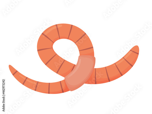 Earthworm in cartoon style. Illustration for animals, nature, fishing.
