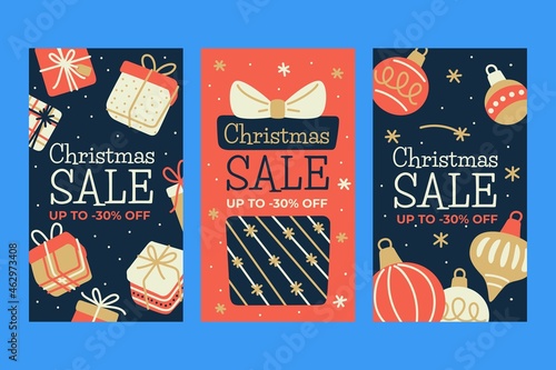 christmas sale instagram stories vector design illustration