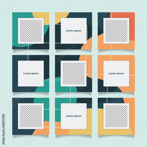 Creative instagram puzzle feed with 9 templates
