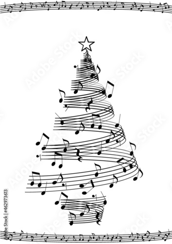 Christmas tree made with music score frame(vertical)