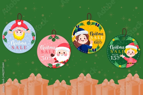 hand drawn christmas sale tag collection vector design illustration