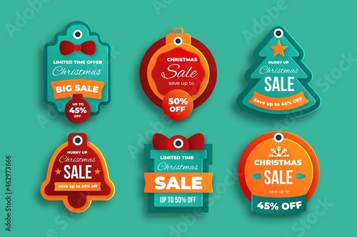 christmas sale tag collection vector design illustration