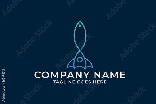 rocket logo design, technology logo, monoline rocket design