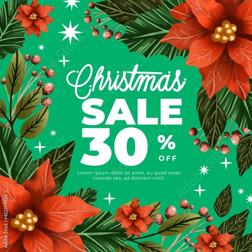 watercolor christmas sale concept vector design illustration