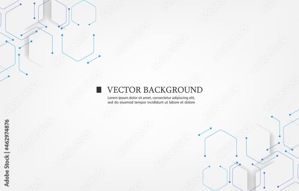 Vector geometric hexagon background.Technology hexagon white wallpaper