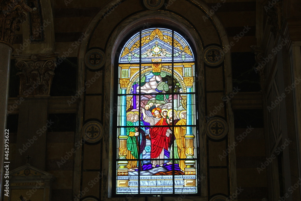 Stained glass of the Basilica of Our Lady of Nazareth in Belém, Pará.