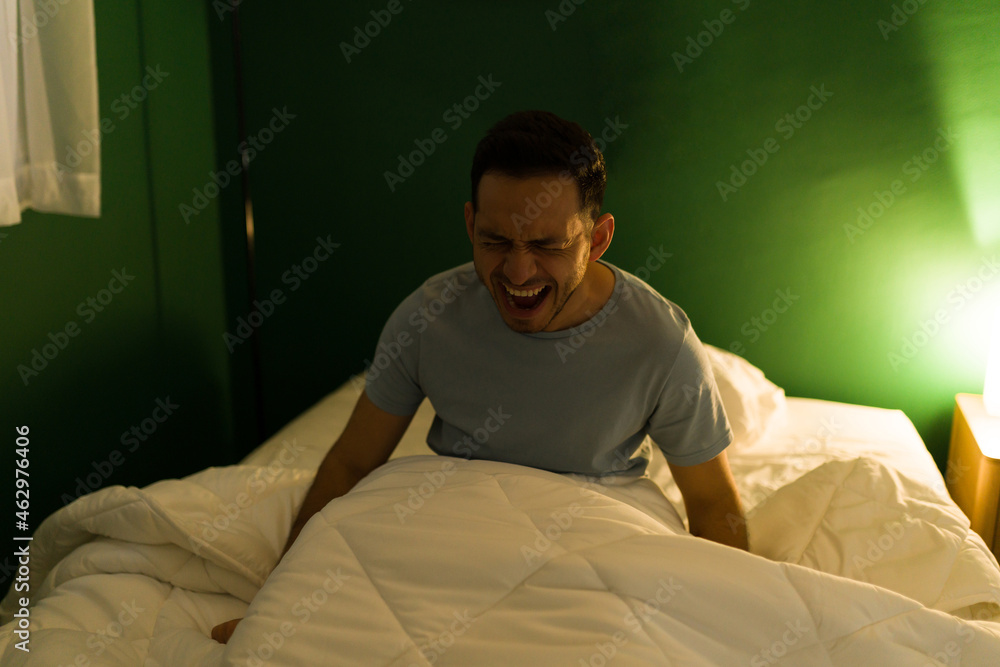 Stressed man having bad dreams Stressed man having bad dreams