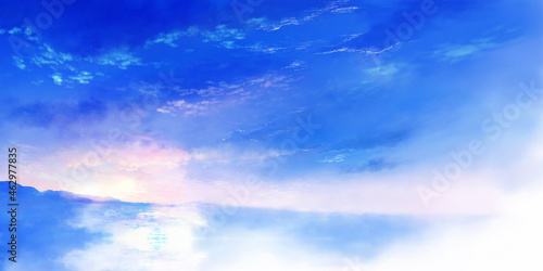 朝焼けの空の風景イラスト  © gelatin