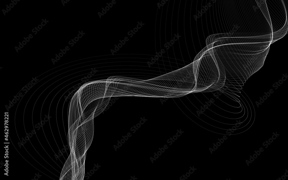 Fototapeta premium Dark abstract background with a glowing abstract waves