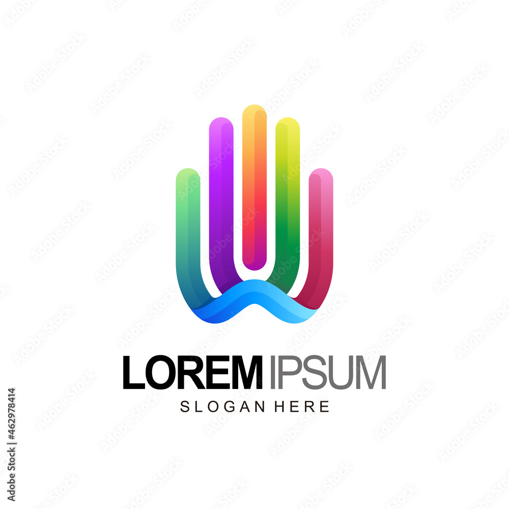hand logo concept with flat 3d colorful style hand logo concept with flat 3d colorful style