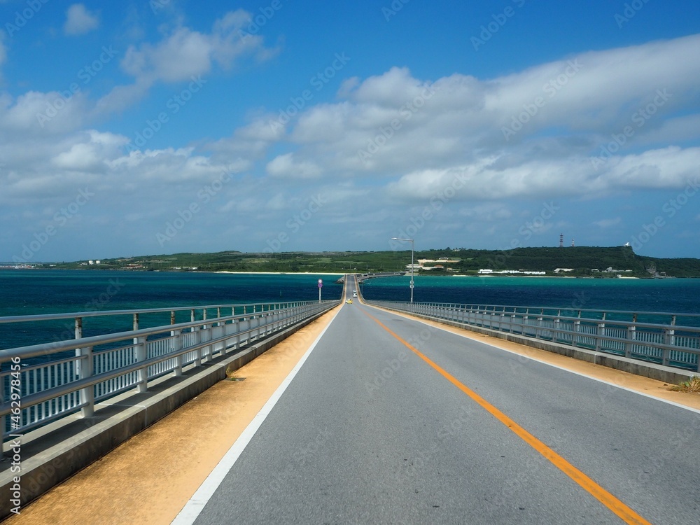 Beautiful long Irab bridge in miyako island, Okinawa, Japan