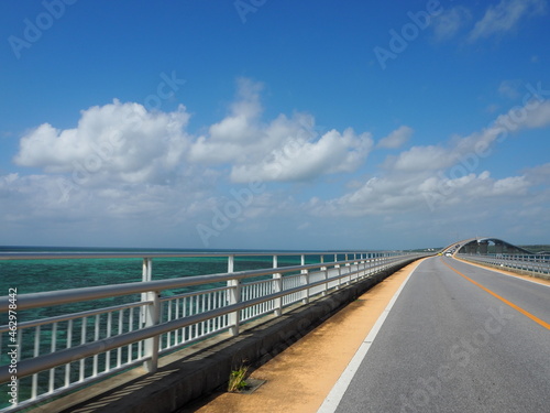 Beautiful long Irab bridge in miyako island  Okinawa  Japan