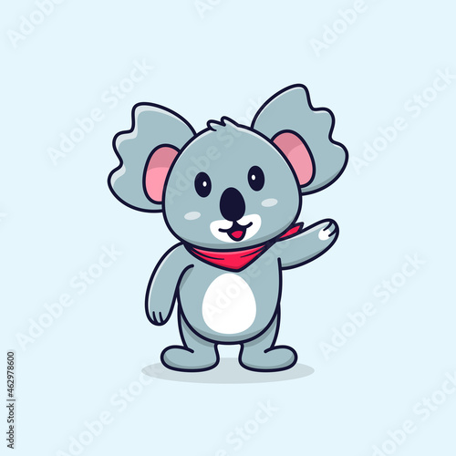 Cute Koala waving hand and smile cartoon vector illustration
