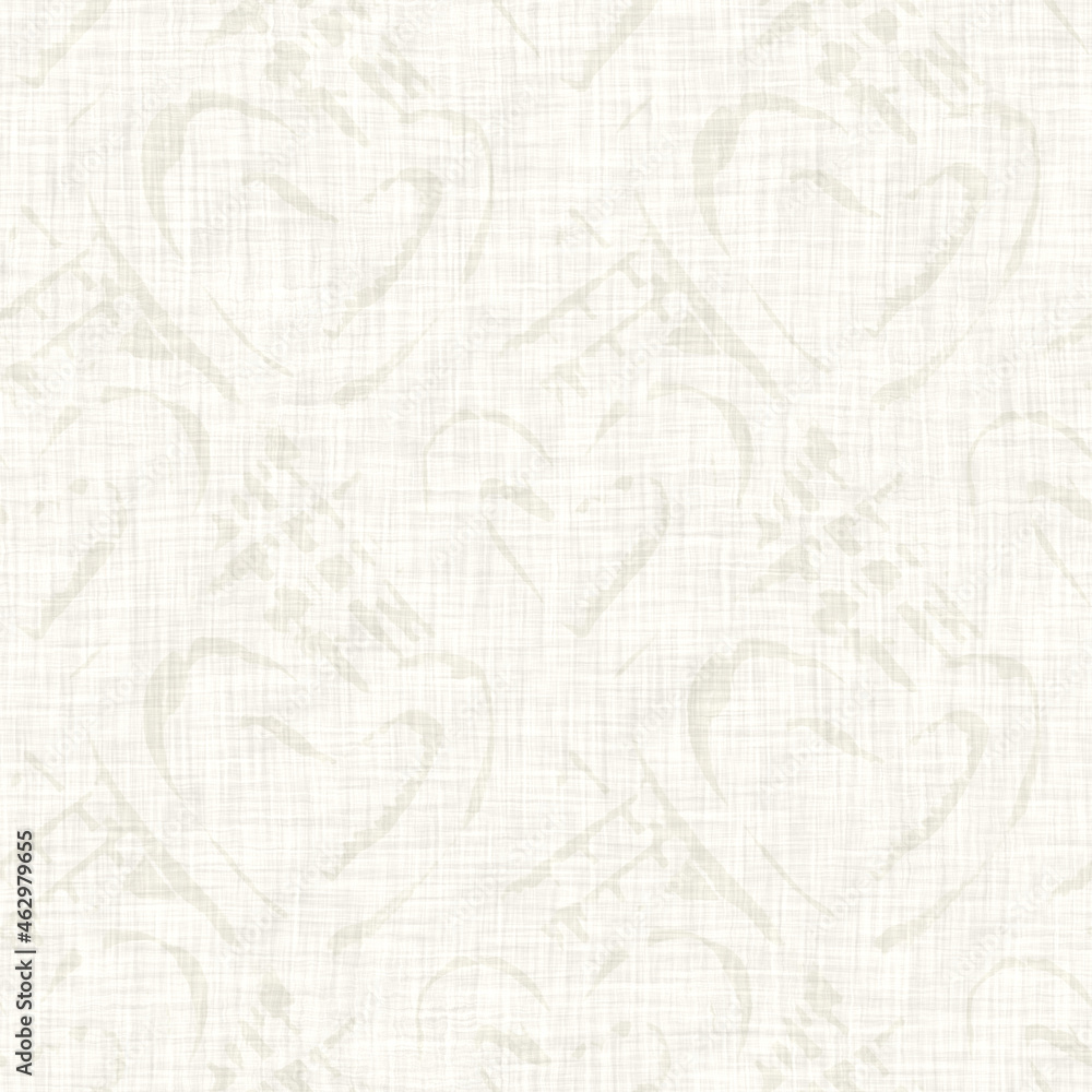 Fototapeta premium Light gray tonal linen texture. Soft furnishing light burlap cover. Neutral beach wedding background. Coastal cottage fabric textile with irregular woven style. High quality raster jpg swatch.