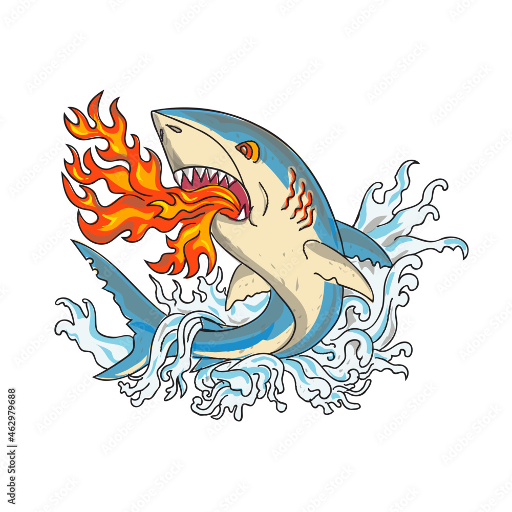 Amazoncom Azeeda Large Great White Shark Temporary Tattoo TO00030882   Everything Else