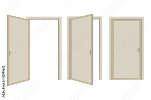 Fototapeta Naklejka Na Ścianę i Meble -  Interior doors. Open and close. Home design element. House entrance. Hand drawn picture. Vector illustration. Stock image.
