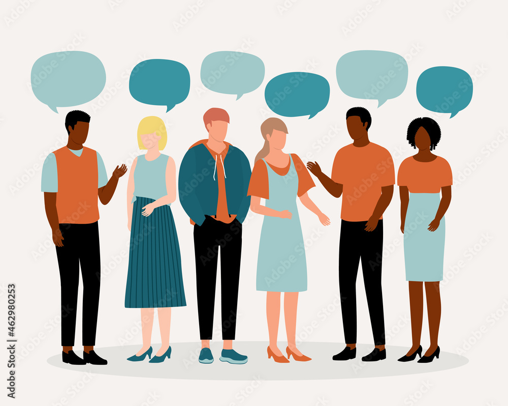 Diverse Group Of Young Adult Standing And Talking With Each Other. Diverse Group Of Young Adult Standing And Talking With Each Other.