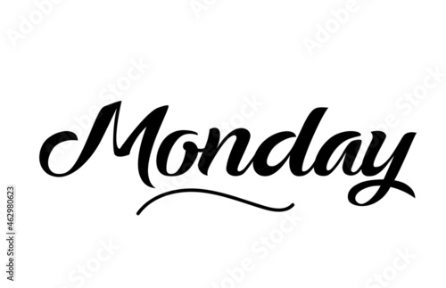 Monday hand written text word for design. Can be used for a logo