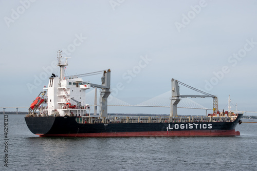 A General Logistics Cargo Ship anchored in the Charleston Harbor