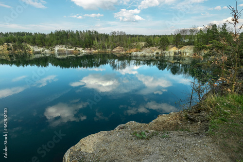 Korostyshevsky quarry flooded granite quarry on the outskirts of the city of Korostyshev, Zhytomyr region, an attraction. Landscape