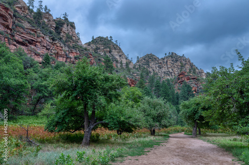 Storm clouds over mountain tops in the Call of the Canyon Trail