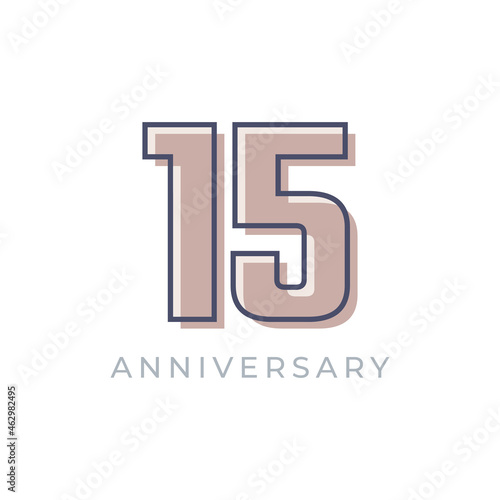 15 Year Anniversary Celebration Vector. Happy Anniversary Greeting Celebrates Template Design Illustration