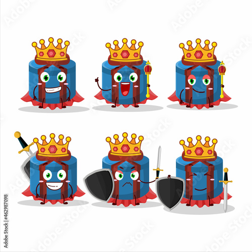 A Charismatic King blue round gift cartoon character wearing a gold crown