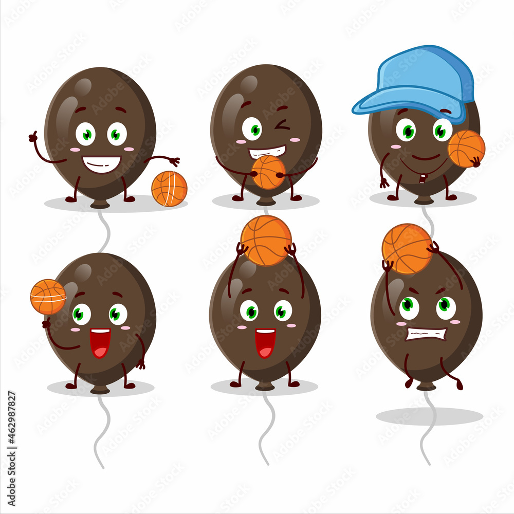 Talented brown balloons cartoon character as a basketball athlete