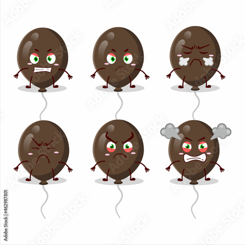Brown balloons cartoon character with various angry expressions