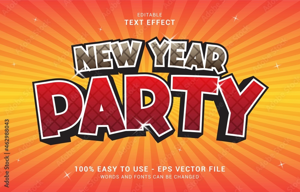 editable text effect, Happy New Year Party style