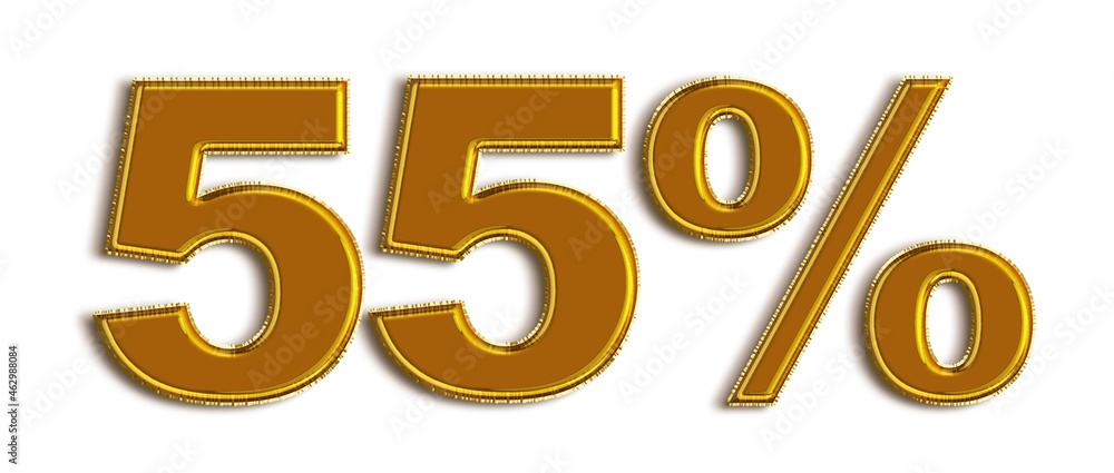 55 Percent off 3d Sign on White Background 55 Percent off 3d Sign on White Background