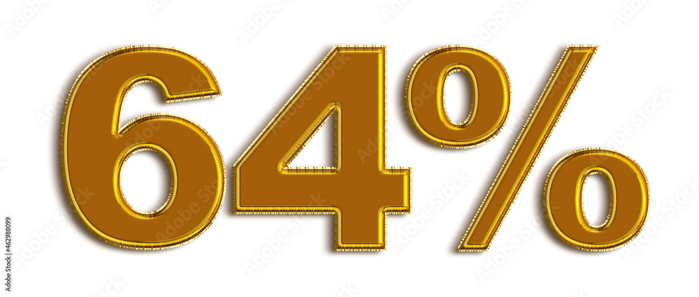 64 Percent off 3d Sign on White Background 64 Percent off 3d Sign on White Background