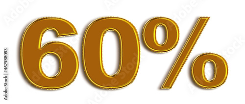 60 Percent off 3d Sign on White Background