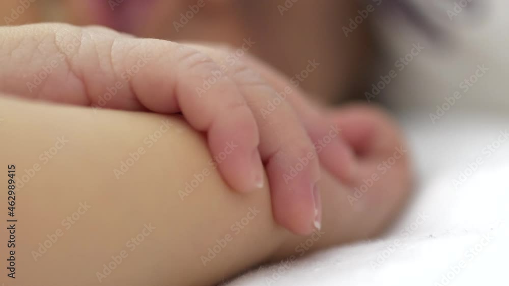 Newborn baby hands fingers. Close up and static view Newborn baby hands fingers. Close up and static view
