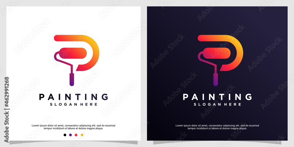 Painting logo template with initial P concept Premium Vector Painting logo template with initial P concept Premium Vector